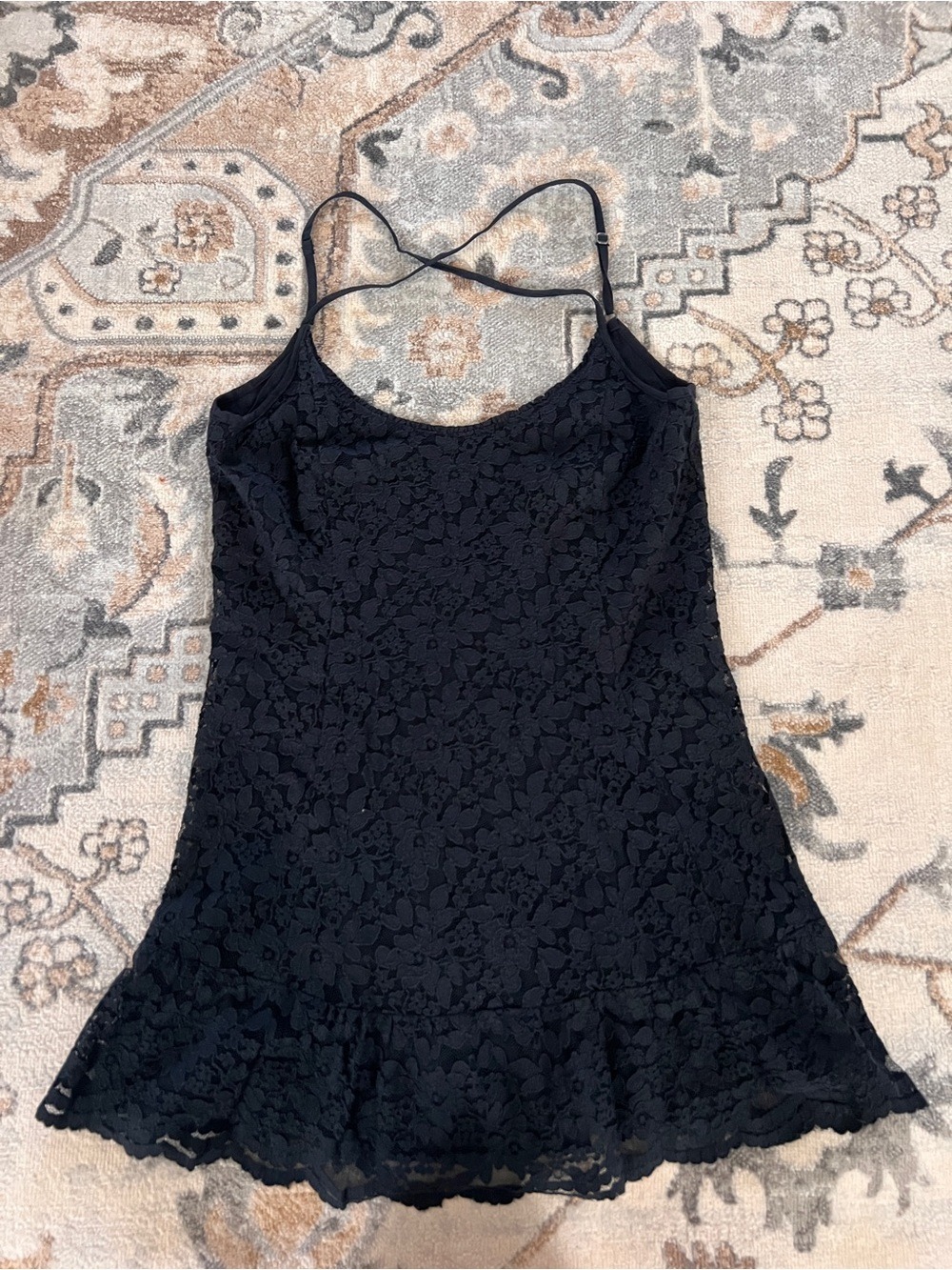 Abercrombie & Fitch Navy Lace Slip Dress